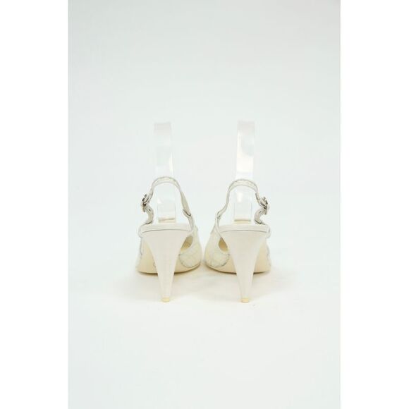 Chanel Floral Mesh Cap Toe Slingback Sandals in White Tweed - Picture 10 of 10